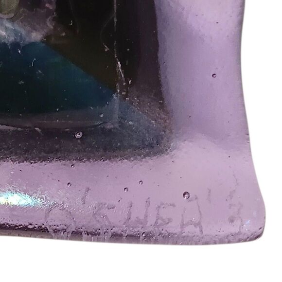 Purple Two Toned Art Glass Picture Frame Handmade Signed O'Shea 6"x7 Photo 3.5x5 - Picture 5 of 13